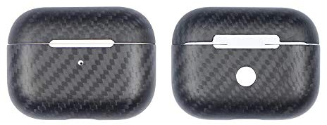 qichenlu [Extrem Dünn] Matt-Schwarz Carbon Case für AirPods Pro, Gehäuse Schutz Hülle für AirPods Pro,Echt Kohlefaser Kratzfest Schale Kompatibel mit AirPods Pro Ladecase