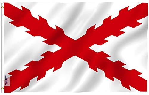Anley Fly Breeze Bandera de 3x5 pies de la Cruz de Borgoña - Color Vivo y Resistente a la decoloración UV - Encabezado de Lona y Doble Costura - Bandera del Imperio español Borgoña Poliéster