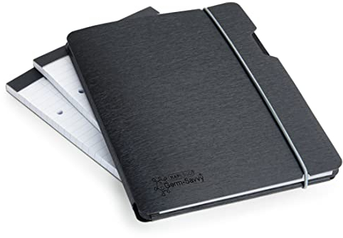 Rapesco 1637 Notizblockmappe und 3 Nachfüll-Blöcken mit 160 Blatt, A5, Schwarz