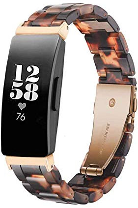 VNUUUXO Ayeger Rine Armband kompatibel mit Fitbit Inspire 2/Inspire HR/Inspire/Ace 2, für Damen und Herren, Runin-Zubehör mit Roségold-Schnalle, Schwarz, Rine