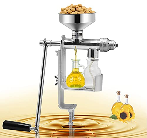 ZhiLianZhao Presse à Huile Manuelle, Pressoir à Huile Olive Acier Inoxydable avec Solide et Robuste, Facile à Utiliser, Facile à Installer, Facile à Nettoyer, Réutilisable
