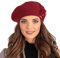 VIVISENCE Baskenmütze Winter Damen Mit Klassischem Schnitt Elegante Mütze Mit Wärmendem Garn Mit Wollzusatz Wintermütze Für Frauen Blumenapplikation Perfekte Anpassung Modell 7036, Rot,Einheitsgröße