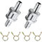 Kraftstoff Rückschlagventil, 12 mm Aluminium Ventil Rückschlagventil, Rückschla Rücklaufsicherung Benzin, mit 14 mm Federklammer, für Auto Vergaser Niederdrucksystem, 2 Stück