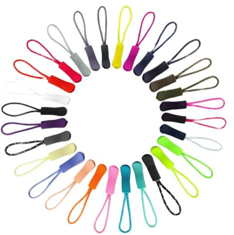 Cordon Tire,Zipper Puller 56 Pièces Tirettes Extension Cordon Zip Puller Tag avec Préhenseurs pour Sac à Dos Cartables Vêtements de Sport Nylon 2.5X0.9CM 28 Couleurs