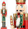 SPRINGOS Nussknacker Figur aus Holz König mit Zepter 61 cm Weihnachten Weihnachtsdekoration