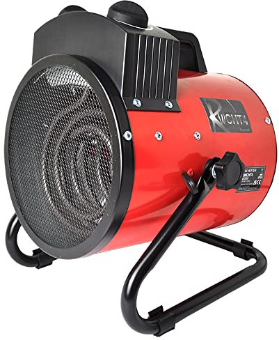 Electric Space Heater 3000W RocwooD 3KW 230v Heating Fan 3 Heat Settings Portable Overheat Protection Home Office Workshop Warehouse Greenhouse Building Site