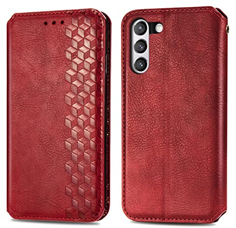 Roar Handyhülle für Samsung Galaxy S21 FE 5G Hülle Samsung S21 FE 5G | Premium Book Case Flip Tasche mit Magnet Kartenfach Standfunktion | Rot