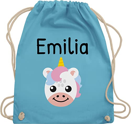 Turnbeutel Rucksack - Einhörner - Süßes Einhorn - Unisize - Hellblau - kindergarten krempel beutel einhornrucksack unicorn name turnsack kindergartenbeutel kinderturnbeutel unicorns