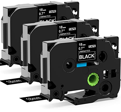 3x MarkField Kompatibel Schriftband TZ 18mm TZe345 Weiß auf Schwarz für Brother P-Touch Label Maker TZe-345 0.7 Laminated Bänder für PT-550 900 D400 D400VP D450 D600 P700 2430PC