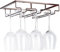 FOMANSH Support pour verres à vin – Porte-verres à pied à suspendre sous une armoire en métal avec vis, support de rangement en fer inoxydable avec 3 rangées pour cuisine, bar, restaurant Marron