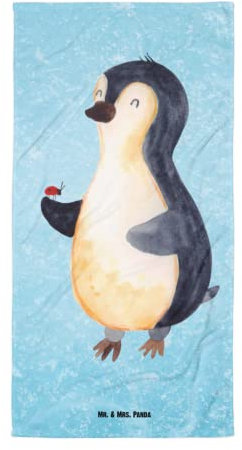 Mr. & Mrs. Panda XL Badehandtuch Pinguin Marienkäfer - Geschenk, kleine Wunder, Saunatuch, Wunder, Strandtuch, Badetuch, Duschtuch, Pinguine,