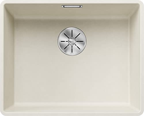 BLANCO SUBLINE 500-F Fregadero de granito de color blanco suave de SILGRANIT | Tipo de montaje: empotrado | para armarios inferiores de 60 cm de ancho | Gran volumen para un uso óptimo | Superficie
