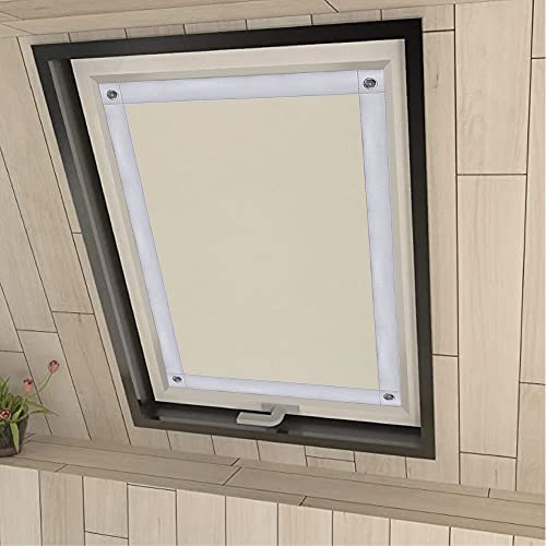 Eurohome 100% Blackout Skylight Roller Blind, No Drilling, Sun Protection, Blackout Roller Blind with Suction Cups for Windows, Beige, 60 x 78 cm (LXDS221222)
