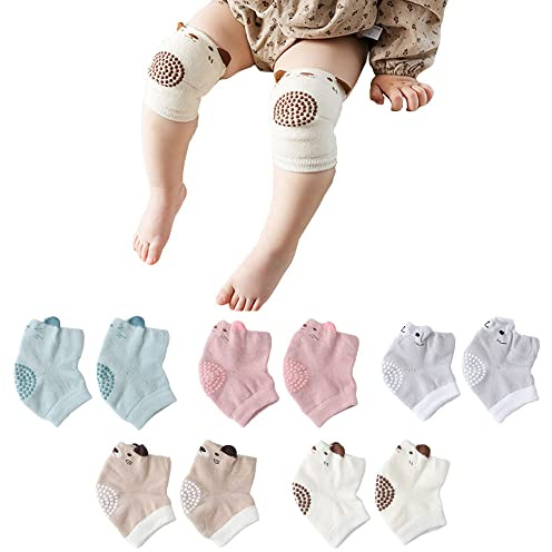 DZOZO 5 Pair Baby Knee Pads Anti-Slip Baby Crawling Knee Pads Baby Knee Pads Elastic Leg Warmers Toddlers Leg Protectors Baby Knee Protectors Leg Warmers Baby Toddlers Crawling Socks