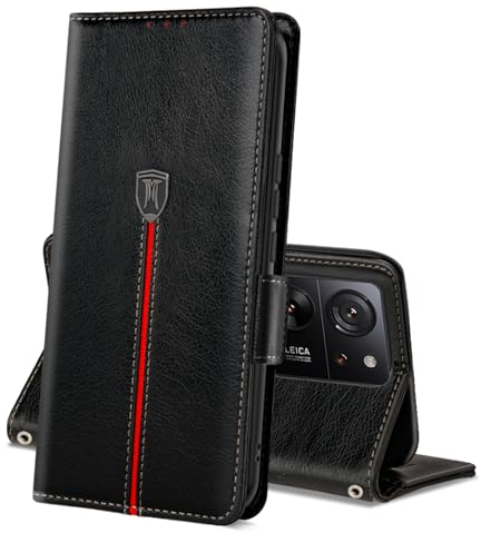 MAMA MOUTH Hülle für Xiaomi 13T Pro/Xiaomi 13T, Magnet Leder Kartenfach Handyhülle, Klappbar Wallet Tasche Mi 13T Pro Schutzhülle, Flip TPU Bumper Silikon Cover, Stoßfeste Case für Xiaomi 13T Schwarz
