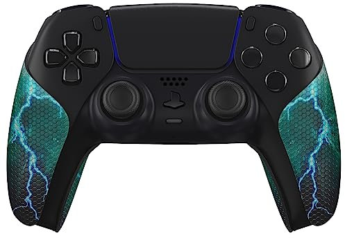 eXtremeRate PlayVital Grip Adesivo per ps5 Controller Joystick, Skin Gomma Antiscivolo per Impugnature Maniglia-Tempesta di Tuoni Verdi