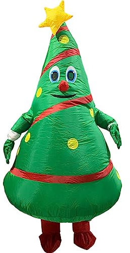 Costume Gonfiabile Dell'albero Di Natale, Vestito Gonfiabile Di Babbo Natale Di Natale, Vestito Di Costumi Di Natale Gonfiabile Divertente, Costume Gonfiabile Per Adulti Decorazione Del Partito(Verde)