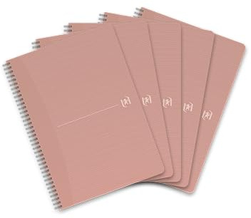 Oxford Spiral-Notizbuch A4 liniert, 180 Seiten, My Rec’Up, aus recycelten Papp-Bechern, rosa, 5 Stück