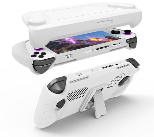 JOYSOG Coque de Protection en Silicone pour Console de Jeu ASUS ROG Ally Blanc
