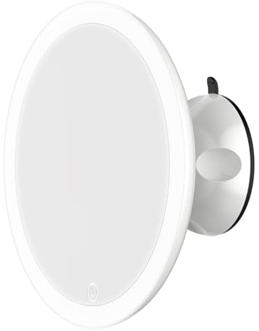 TOUCHBeauty LED USB aufladbarer Kosmetikspiegel Wandmontage im Badezimmer, 7-Fach Vergrößerung Rasierspiegel mit starkem Saugnapf, 360° Schwenkbar, Make-Up Schminkspiegel für Heim & Unterwegs