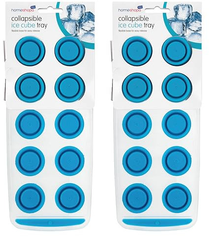HOMESHOPA Ice Cube Tray 2 Pack, 10 Circle Cubes, Easy-Release Pop Out Flexible Silicone Reusable Ice Molds, BPA Free & Save Freezer Space, Removable Ice Cubes for Whisky Cocktails Beer Drinks, Blue