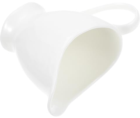 Amosfun White Gravy Boat, Simple Porcelain Gravy Jug with Handle, Small Sauce Boat for Milk Foam Cream Gravy