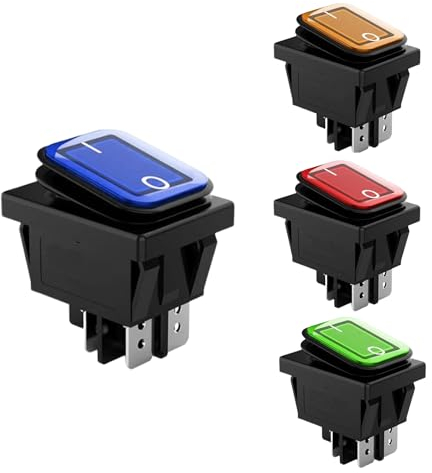 JINXIAN 4 Piezas Interruptor Exterior Impermeable Mini Interruptor Basculante 4 Pines 2 Posiciones On/Off Rocker Switch 16A 250V AC Boton Interruptor Alargador