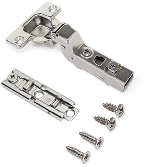 Emuca - Kit von 20 Topfscharniere X91 Innenanschlag mit sanftes Schließen und Montageplatte zum Schrauben, Höhe 1, Stahl, vernickelt