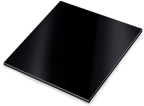 iSecur Aluverbundplatte schwarz 20 x 20 cm Aluminium Schild - az156 | 3 mm Aluminium-Verbundplatte in schwarzer Stahl-Optik, glänzend matt, für Modellbau Messebau Beschilderung, UV-wetterfest