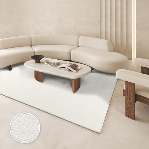 TT Home Wohnzimmer Teppich Kinderzimmer Schlafzimmer Langflor Unifarben Kunstfell Fellimitat Teddy Weich Moderner Style Waschbar, Farbe:Creme, Größe:200x280 cm