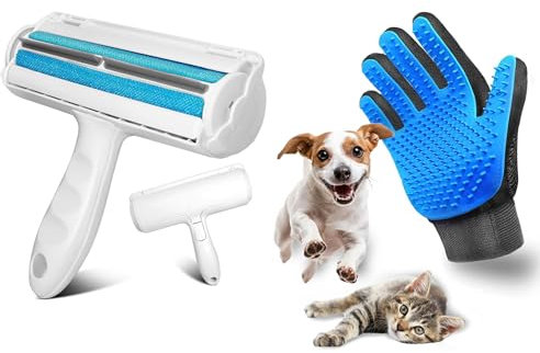 THINGSSOL© Quita pelos Mascota | Rodillo quitapelos Mascotas | Cepillo para Gatos Perros | Cepillo Gatos quitapelo | Reutilizable para alfombras, Ropa y sofá(Guante Derecho)
