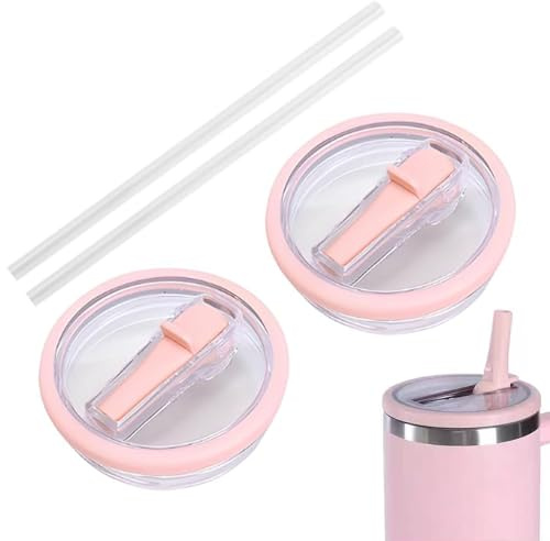 WJWINER Tapa de Repuesto de Vasos para Stanley, 2 Set Reutilizables Tapa de Repuesto para Stanley Cup, Accesorios Stanley, Repuesto a Prueba de Fugas y a Prueba de Polvo, con 2 Pajita