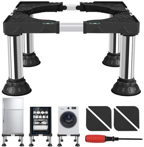 ToLanbbt - Mini soporte para nevera, altura ajustable, 10.2 a 11.4 pulgadas, base para lavadora y secadora con 4 pies fuertes, base universal para pedestal portátil de muebles de 16 a 24 pulgadas,