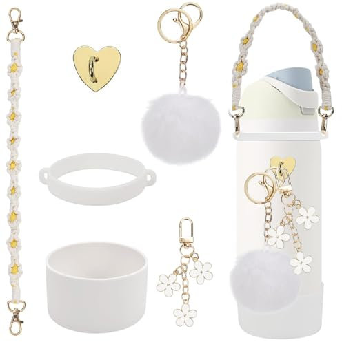 6Pcs Cup Accessories Set for Owala Water Bottle (White, 32oz)