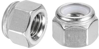 sourcing map 15Pcs 3/8-16 Nylon Insert Hex Lock Nuts, 304 Stainless Steel Self-Locking Nylon Insert Stop Nut for Industrial Construction Fasteners, Silver & White