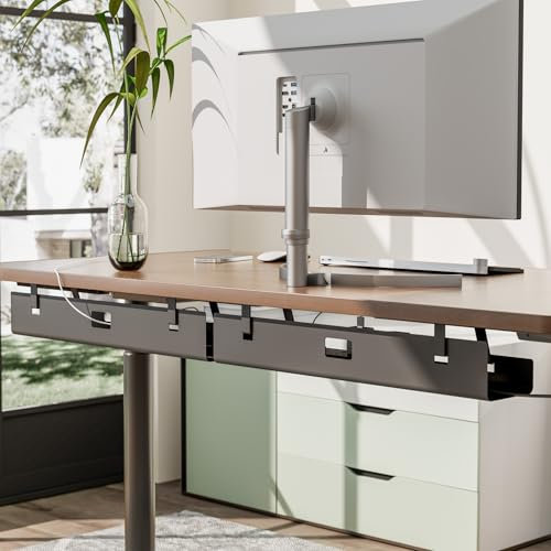 Mimoke Kabelmanagement Tray 2er Set 120cm (2x60cm) - Stahl Kabelschale Untertisch für Schreibtisch, Steckdosenleiste, Einfach Montierbar, Platzsparend(Schwarz)