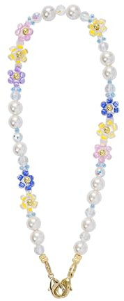 MORSUNBELA Chaîne de téléphone portable avec perles courtes - Dragonne pour téléphone portable - Cordon universel-Bijou de téléphone portable