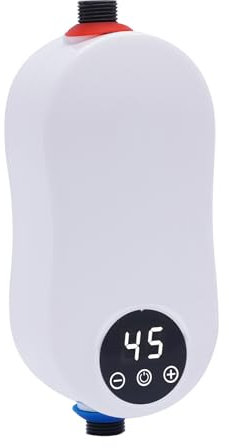 CHFUNE Scaldacqua istantanea elettrico da 5500 W, piccolo scaldabagno con indicatore di temperatura a LED, 220 V, per cucina e bagno [classe energetica A]