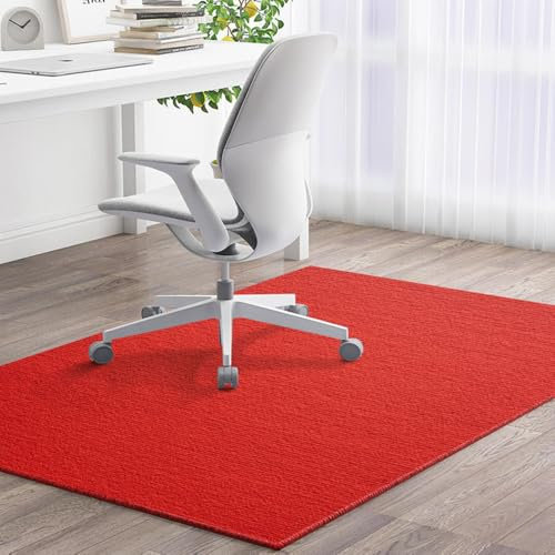Odot Bodenschutzmatte Bürostuhl, Bürostuhl Unterlage Diverse Größen Schreibtischstuhl Unterlage Kratzfest rutschfest Bodenschutzmatte Gaming Teppich für Büro Hartböden (Rot,90x120cm)