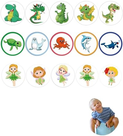 JUKOTA 15PCS Potty Training Stickers, Tier Töpfchen Training Sticker, Töpfchentraining, Auto Sticker Töpfchentraining, Für Jungen Und Mädchen Wiederverwendbare Aufkleber Mit Mustern Auto Tier