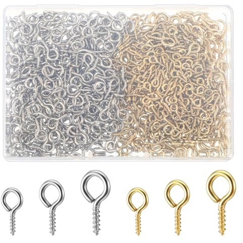 900 Pcs Small Screw Eye Pins for Jewelry Making 3 Sizes Eye Hooks Screws Small Eye Screws for Jewelry Making DIY Crafts Charms Bead Keychain Cork Top Bottles (With 1 Box)