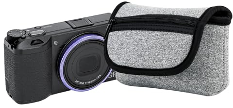 KIWIFOTOS Neoprene Compact Digital Camera Case Travel Pouch for Ricoh GR IV, GRIII, GR IIIx HDF,ZV1 ZV1II ZV1F RX100 Series O.M System TG fits Camera with Lens up to 110 x 65 x 40mm (Gray)