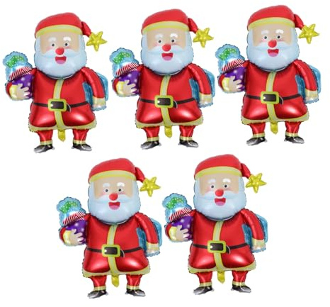 EPIGEIST 5 Stück Teiliges Weihnachtsmann folienballon Aufblasbare Xmas dekoration Niedliche Party ballons für Wand Decke und Weihnachtsbaum Festliche Weihnachtsfeier deko