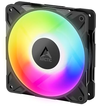 ARCTIC P12 Pro A-RGB LN - Low-Noise Premium Fan, 120 mm PWM Fan with Y-Cable Splitter, 450-2000 rpm, 0 rpm <5% PWM, 5V Digital RGB, Fluid Dynamic Bearing, 4-Pin - Black