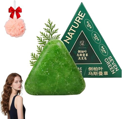 Nature Triangle Shampoo Solido, Nature Seven Green Sapone Shampoo Solido, Usman Grass Acqua Di Riso Appiccicosa Sapone Solido, Naturale Vegetale, Calma E Rinforza I Capelli Per Donna E Uomo (1PC)