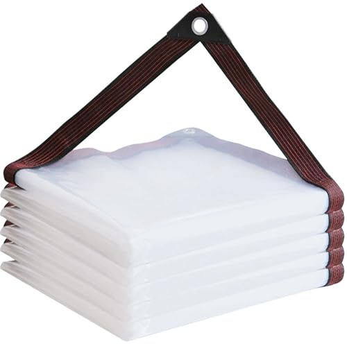 Lona Impermeable con Ojales 6 x 7 m 450 G M² con Ojales Duradera Resistente a Los Rayos UV Desgarros Lona Transparente Exterior para Jardín, Piscina y Remolque, A