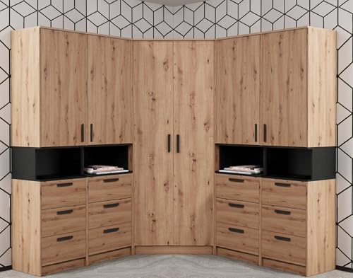 Marmex Meble Möbelset Grant Set 41A Eckschrank und 4 Regale Schlafzimmer, Jugendzimmer, Wohnzimmer, Flur