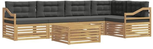 vidaXL Outdoor-Sofagarnitur 6 pcs Weiß und Anthrazit Polyester, Patio Ecksofa, modernes Lounge-Set für draußen, wetterfestes Gartenmöbel für die Terrasse, Bequeme Sitzgelegenheit