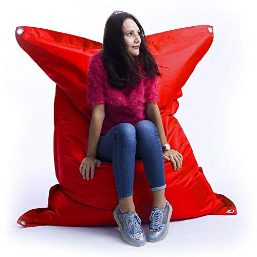 LIVEDECO - Pouf Extérieur, Outdoor, Jardin, Terrasse, Rouge BiG52 Iron RAW