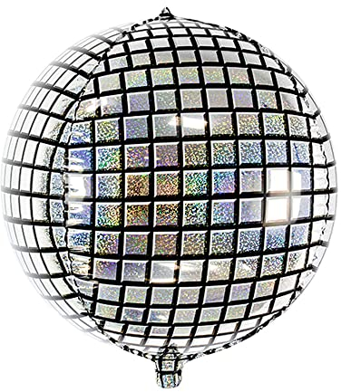 Folienballon Disco-Kugel 40cm Helium Luftballon Kindergeburtstag Geburtstag Partydeko holografisch // Generique - Discokugel-Ballon schwarz-silbern 40 cm
